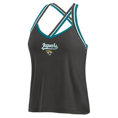 Jacksonville Jaguars WEAR by Erin Andrews Women's Cross Strap Tri-Blend Tank Top - Black Tops