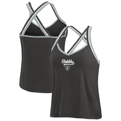 Las Vegas Raiders WEAR by Erin Andrews Women's Cross Strap Tri-Blend Tank Top - Black Tops
