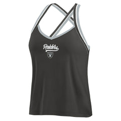Las Vegas Raiders WEAR by Erin Andrews Women's Cross Strap Tri-Blend Tank Top - Black Tops