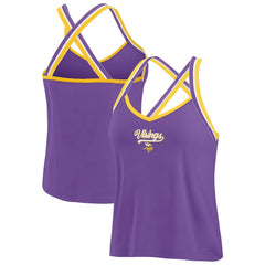 Minnesota Vikings WEAR by Erin Andrews Women's Cross Strap Tri-Blend Tank Top - Purple Tops