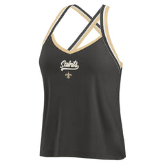 New Orleans Saints WEAR by Erin Andrews Women's Cross Strap Tri-Blend Tank Top - Black Tops