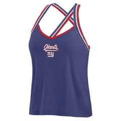 New York Giants WEAR by Erin Andrews Women's Cross Strap Tri-Blend Tank Top - Royal Tops