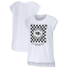 Baltimore Ravens WEAR by Erin Andrews Women's Checker Muscle Tank Top - White Tops