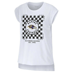 Baltimore Ravens WEAR by Erin Andrews Women's Checker Muscle Tank Top - White Tops