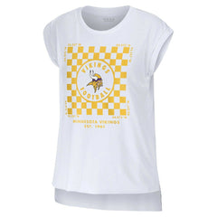 Minnesota Vikings WEAR by Erin Andrews Women's Checker Muscle Tank Top - White Tops
