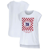 New York Giants WEAR by Erin Andrews Women's Checker Muscle Tank Top - White Tops