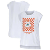 Miami Dolphins WEAR by Erin Andrews Women's Checker Muscle Tank Top - White Tops