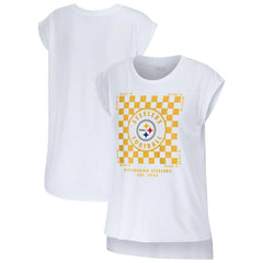 Pittsburgh Steelers WEAR by Erin Andrews Women's Checker Muscle Tank Top - White Tops