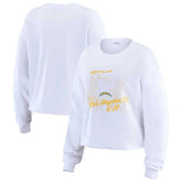Los Angeles Chargers WEAR by Erin Andrews Women's Postcard Cropped Long Sleeve Top - White Tops