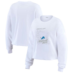 Detroit Lions WEAR by Erin Andrews Women's Postcard Cropped Long Sleeve Top - White Tops
