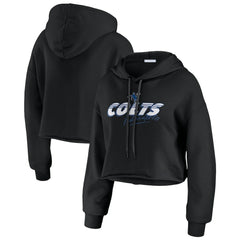 Indianapolis Colts WEAR by Erin Andrews Women's Prime Cropped Pullover Hoodie - Black Hoodies