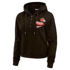 Cleveland Browns WEAR by Erin Andrews Women's Waffle-Knit Pullover Hoodie - Brown Hoodies