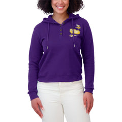 Minnesota Vikings WEAR by Erin Andrews Women's Waffle-Knit Pullover Hoodie - Purple Hoodies