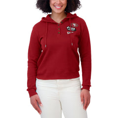San Francisco 49ers WEAR by Erin Andrews Women's Waffle-Knit Pullover Hoodie - Scarlet Hoodies