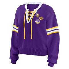Minnesota Vikings WEAR by Erin Andrews Women's Lace-Up Sweater - Purple