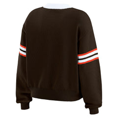 Cleveland Browns WEAR by Erin Andrews Women's Lace-Up Sweater - Brown