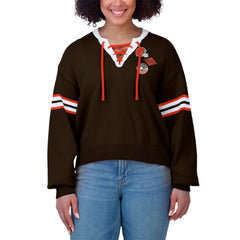 Cleveland Browns WEAR by Erin Andrews Women's Lace-Up Sweater - Brown