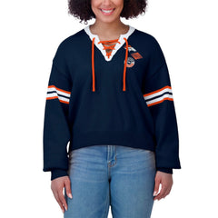 Denver Broncos WEAR by Erin Andrews Women's Lace-Up Sweater - Navy