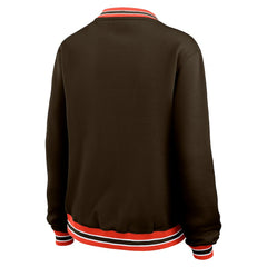 Cleveland Browns WEAR by Erin Andrews Women's Oversized Long Sleeve V-Neck Sweatshirt - Brown Sweatshirts