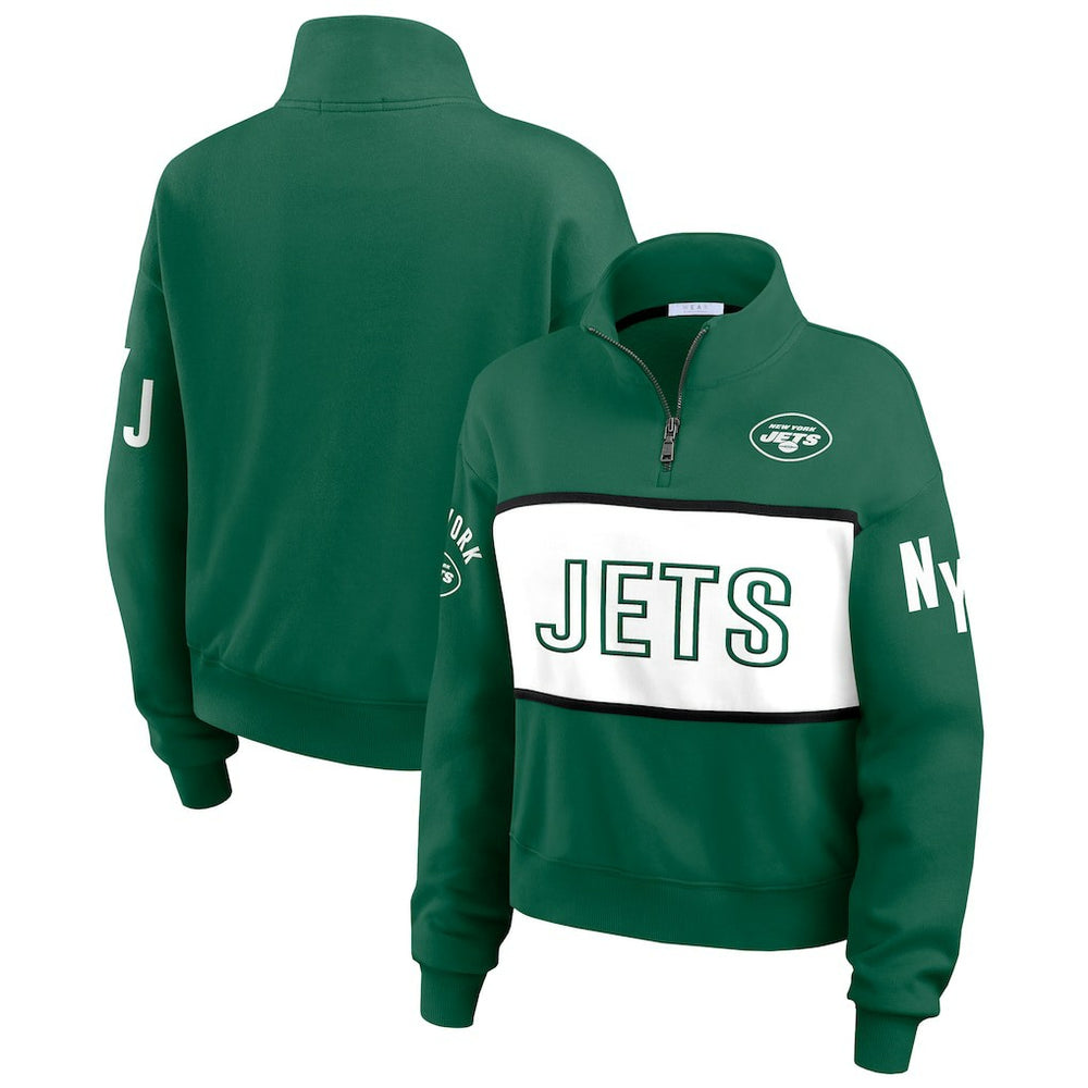 New York Jets WEAR by Erin Andrews Women's Quarter-Zip Jacket - Green Jackets
