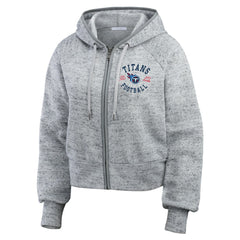 Tennessee Titans WEAR by Erin Andrews Women's Speckled Fleece Cropped Full-Zip Hoodie - Heather Gray Hoodies