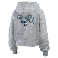 Tennessee Titans WEAR by Erin Andrews Women's Speckled Fleece Cropped Full-Zip Hoodie - Heather Gray Hoodies