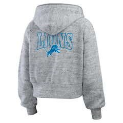 Detroit Lions WEAR by Erin Andrews Women's Speckled Fleece Cropped Full-Zip Hoodie - Heather Gray Hoodies