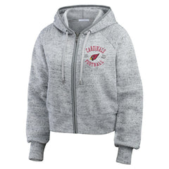 Arizona Cardinals WEAR by Erin Andrews Women's Speckled Fleece Cropped Full-Zip Hoodie - Heather Gray Hoodies