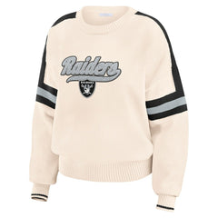 Las Vegas Raiders WEAR by Erin Andrews Women's Stripe Pullover Sweater - Cream Pullover