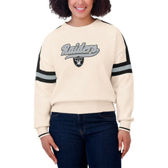 Las Vegas Raiders WEAR by Erin Andrews Women's Stripe Pullover Sweater - Cream Pullover