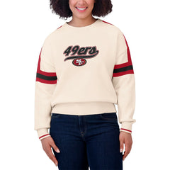 San Francisco 49ers WEAR by Erin Andrews Women's Stripe Pullover Sweater - Cream Pullover