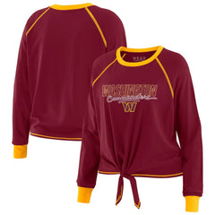 Washington Commanders WEAR by Erin Andrews Women's Tie-Front Long Sleeve T-Shirt - Burgundy T-shirts