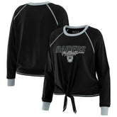 Las Vegas Raiders WEAR by Erin Andrews Women's Tie-Front Long Sleeve T-Shirt - Black T-shirts