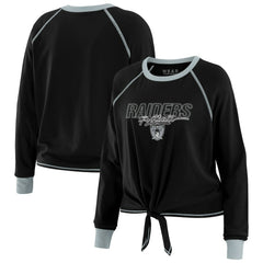 Las Vegas Raiders WEAR by Erin Andrews Women's Tie-Front Long Sleeve T-Shirt - Black T-shirts