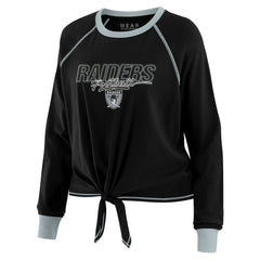 Las Vegas Raiders WEAR by Erin Andrews Women's Tie-Front Long Sleeve T-Shirt - Black T-shirts