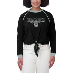Las Vegas Raiders WEAR by Erin Andrews Women's Tie-Front Long Sleeve T-Shirt - Black T-shirts