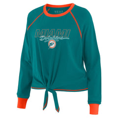 Miami Dolphins WEAR by Erin Andrews Women's Tie-Front Long Sleeve T-Shirt - Aqua T-shirts