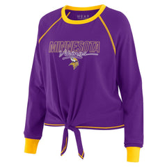 Minnesota Vikings WEAR by Erin Andrews Women's Tie-Front Long Sleeve T-Shirt - Purple T-shirts