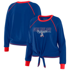 New England Patriots WEAR by Erin Andrews Women's Tie-Front Long Sleeve T-Shirt - Royal T-shirts