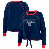 New York Giants WEAR by Erin Andrews Women's Tie-Front Long Sleeve T-Shirt - Royal T-shirts