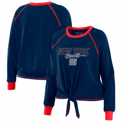 New York Giants WEAR by Erin Andrews Women's Tie-Front Long Sleeve T-Shirt - Royal T-shirts