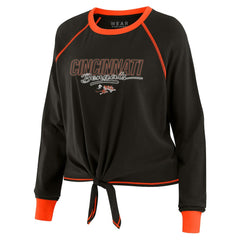 Cincinnati Bengals WEAR by Erin Andrews Women's Tie-Front Long Sleeve T-Shirt - Black T-shirts