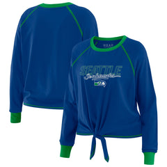 Seattle Seahawks WEAR by Erin Andrews Women's Tie-Front Long Sleeve T-Shirt - Royal T-shirts