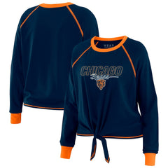 Chicago Bears WEAR by Erin Andrews Women's Tie-Front Long Sleeve T-Shirt - Navy T-shirts