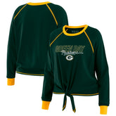 Green Bay Packers WEAR by Erin Andrews Women's Tie-Front Long Sleeve T-Shirt - Green T-shirts