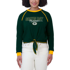 Green Bay Packers WEAR by Erin Andrews Women's Tie-Front Long Sleeve T-Shirt - Green T-shirts