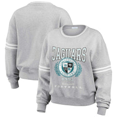 Jacksonville Jaguars WEAR by Erin Andrews Women's Cropped Pullover Sweatshirt - Heather Gray Pullover