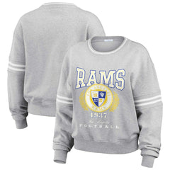 Los Angeles Rams WEAR by Erin Andrews Women's Cropped Pullover Sweatshirt - Heather Gray Pullover
