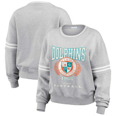 Miami Dolphins WEAR by Erin Andrews Women's Cropped Pullover Sweatshirt - Heather Gray Pullover