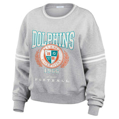Miami Dolphins WEAR by Erin Andrews Women's Cropped Pullover Sweatshirt - Heather Gray Pullover